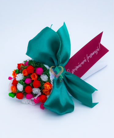 Martisor floral - Martisoare handmade personalizate cu mesaje in cutie con