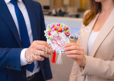 B2B OBIECTE PROMOTIONALE - Martisoare magnetice cu hortensie criogenata, personalizate pentru companii 