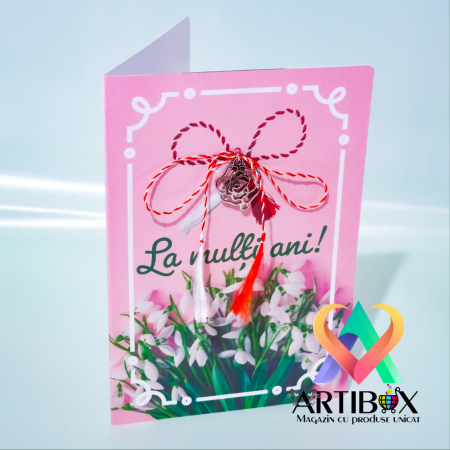 Martisor cu felicitare - Martisor cu felicitare Luna Martie - Model Ghiocei