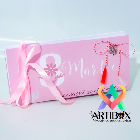 Martisor cu felicitare - Martisor cu felicitare Luna Martie - Model trandafiri