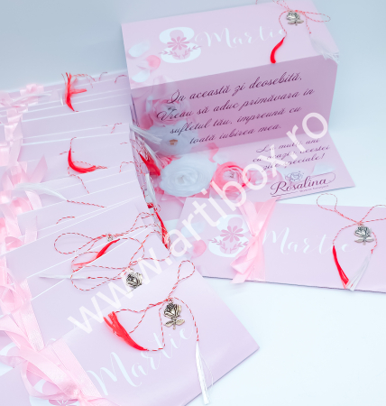Martisor cu felicitare Luna Martie - Model trandafiri [2]