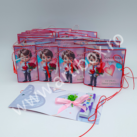 Martisor dulce cu ciocolata si floare cu fundita - Model 2 [6]
