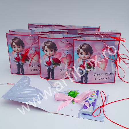 Martisor dulce cu ciocolata si floare cu fundita - Model 2 [4]