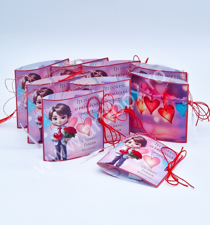 Martisor dulce - Martisor dulce cu ciocolata si floare cu fundita - Model 2