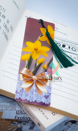 Martisoare personalizate companii - Martisor floral - semn de carte cu ciucure din matase