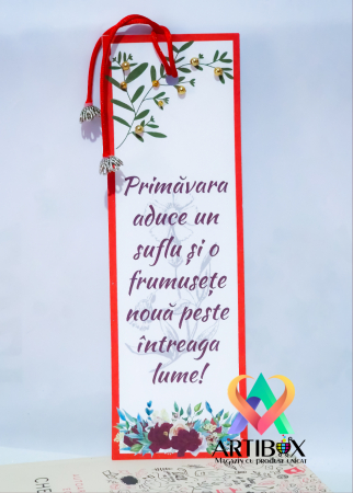 Martisor Semn de carte rosu cu aplicatii ornamentale [2]