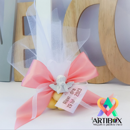 Marturii botez - Marturie botez pentru fete cu ingeras si arahide glazurate