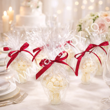 Martisoare - Marturie nunta, botez - Lumanare parfumata buchet de flori