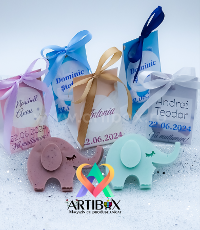 Marturii botez - Marturii din sapun - Elefant colorat si parfumat