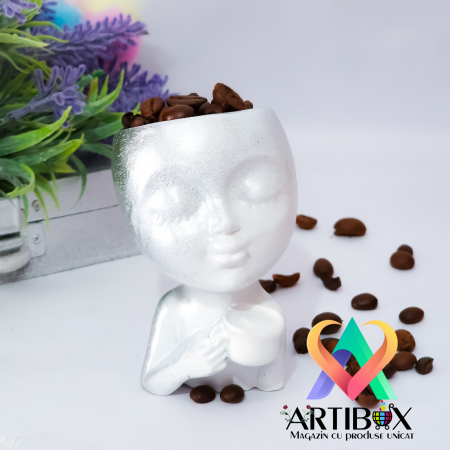 Mini Bol, Ghiveci, Vaza Decorativa la moda 6.5x6.5x10 cm - Coffee Time [2]