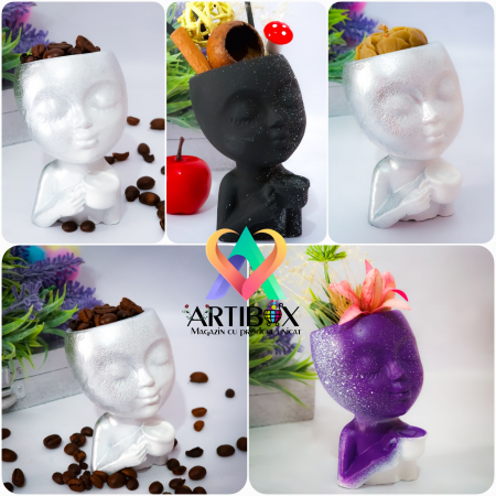 Vaze unicat moderne - Mini Bol, Ghiveci, Vaza Decorativa la moda 6.5x6.5x10 cm - Coffee Time