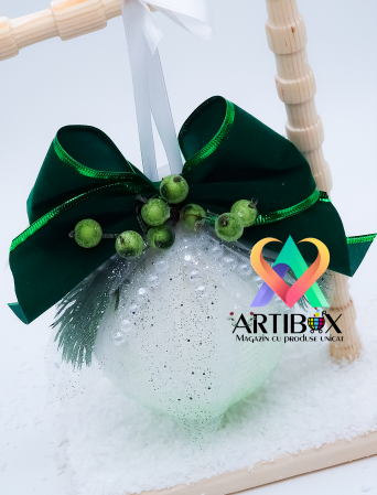 Ornamente de Craciun Handmade - Glob decorativ si suport din lemn - Model 2 [1]