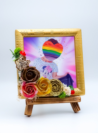 Rame foto - Rama foto din ipsos pentru copii - cu decoratiune florala