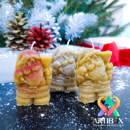 Set 3 lumanari decorative Craciun, parfumate - Model Mos Craciun [2]