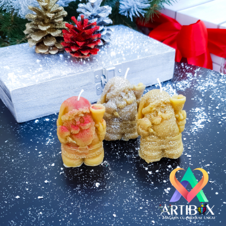 Set 3 lumanari decorative Craciun, parfumate - Model Mos Craciun [1]