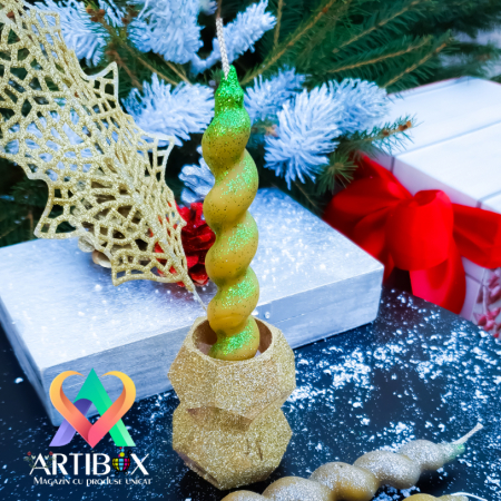 Set 3 lumanari decorative Craciun, parfumate - Model Spirala Elegant [1]