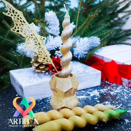 Lumanari ceara naturala - Set 3 lumanari decorative Craciun, parfumate - Model Spirala Elegant