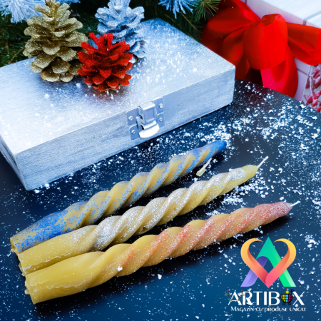 Set 3 lumanari decorative Craciun, parfumate - Model Spirala [1]