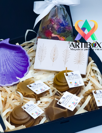 Set 5 lumanari decorative parfumate, cu tavita scoica, saculet parfumat si cutie decorata [1]