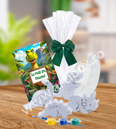Categorii produse - Set cu figurina dinozaur pentru pictura, acuarele si pensula incluse - aniversari si activitati pentru copii