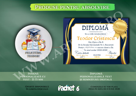 Toci, diplome si cocarde absolvire - Seturi personalizate de absolvire - Diploma si insigna