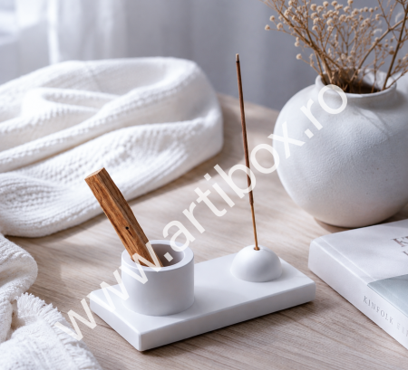 Aromoterapie - Suport ceramic cu betisoare parfumate si Lemn Sfant Palo Santo - Ritual de relaxare si armonie