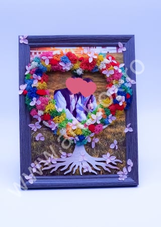 Licheni naturali stabilizati - Tablou - Copac inima cu licheni naturali si flori criogenate