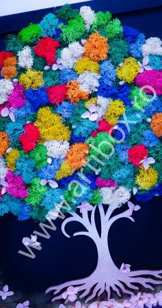 Tablou copacul vietii cu flori criogenate si licheni naturali stabilizati multicolori [1]