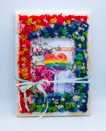 Tablou cu licheni naturali stabilizati, flori criogenate si plante naturale uscate [3]