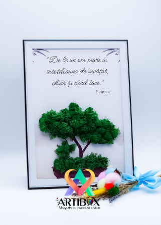 Licheni naturali stabilizati - Tablou cu mesaj motivational - Copac cu licheni naturali stabilizati