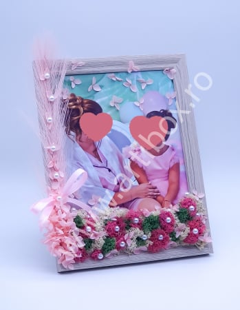 Licheni naturali stabilizati - Tablou elegant cu licheni naturali si flori criogenate