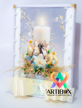 Tablou personalizat cu cristale, perle si plante naturale stablizate [4]