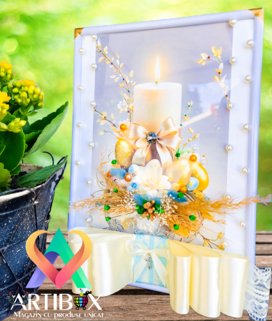 Tablouri personalizate - Tablou personalizat cu cristale, perle si plante naturale stablizate
