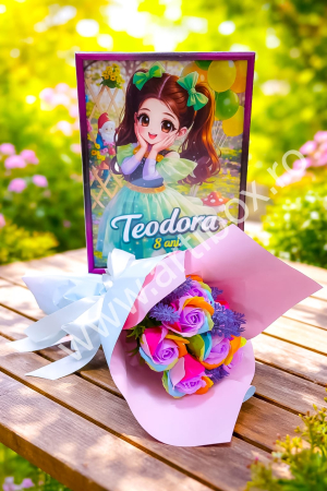 Tablouri personalizate - Tablou personalizat si buchet de flori - Model Kpop