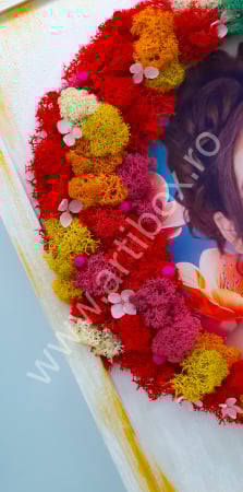 Tablou stilizat - Copac inima cu flori criogenate si licheni naturali stabilizati multicolori [4]