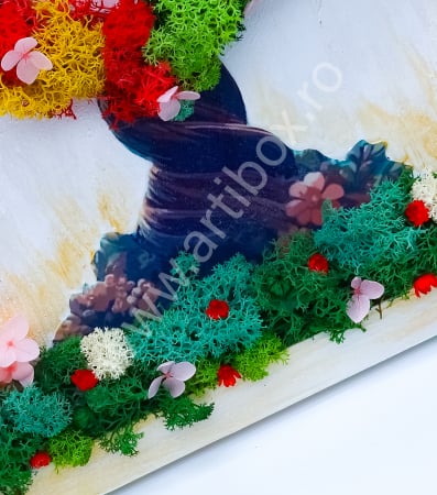 Tablou stilizat - Copac inima cu flori criogenate si licheni naturali stabilizati multicolori [5]