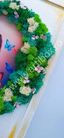 Tablou stilizat - Copac inima cu flori criogenate si licheni naturali stabilizati multicolori [6]