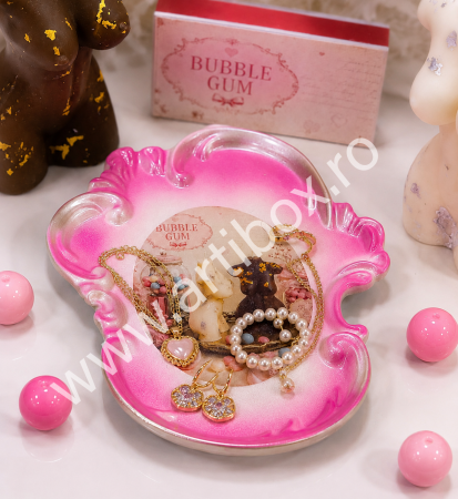 Suport decorativ - Tavita retro din ceramica cu desen personalizat | Decoratiune cadou | Tavita pentru bijuterii