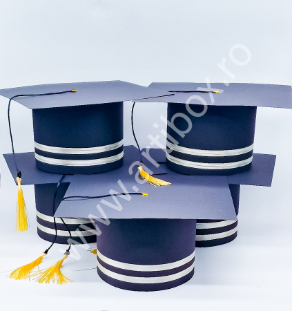 Tocă pentru festivitatea de absolvire - Carton negru cu panglica din satin [11]