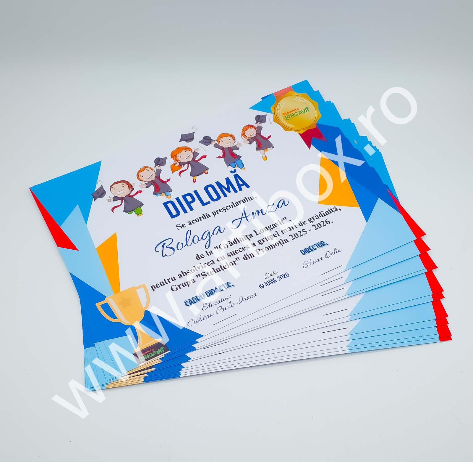 Diploma de premiere - personalizata cu text pentru gradinita/scoala