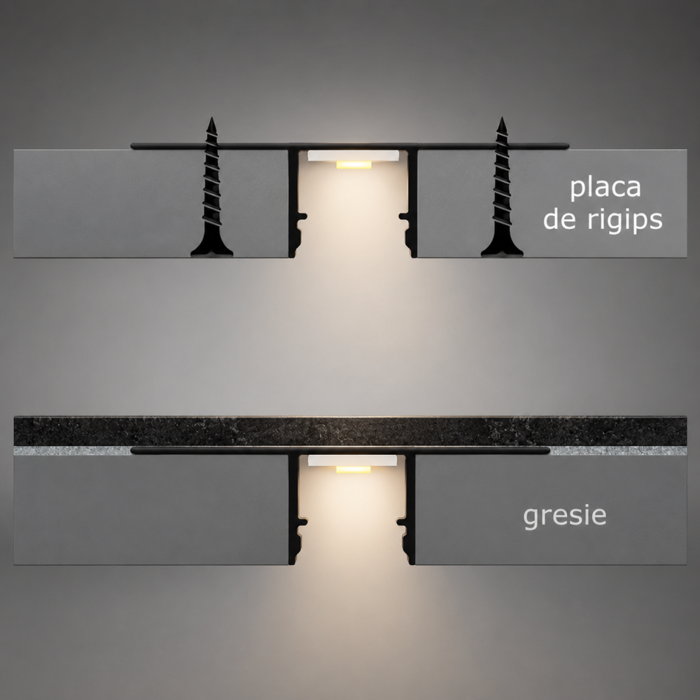 Profil LED tavan rigips sau perete gresie, 2 metri [6]