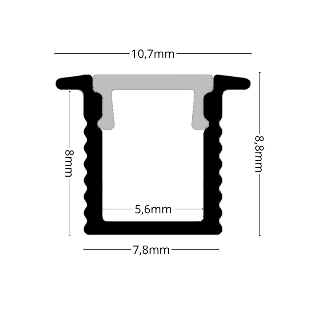 Profil led slim incastrat 7,8 mm x 8,8 mm, 2 metri [2]