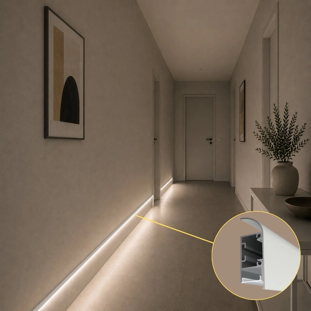 Profil aluminiu pentru Banda LED, montaj aparent, pentru iluminare indirectă perete/tavan, 2 m. [5]