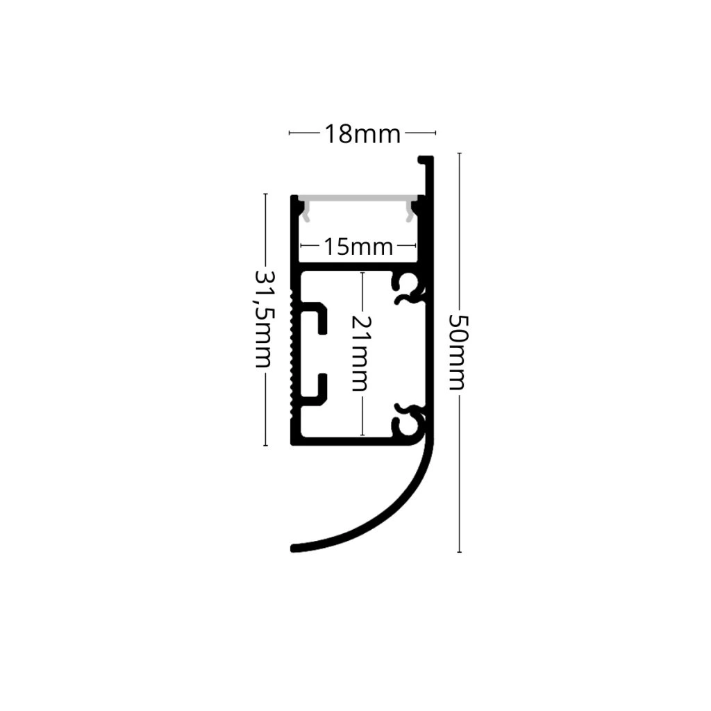 Profil aluminiu pentru Banda LED, montaj aparent, pentru iluminare indirectă perete/tavan, 2 m. [2]