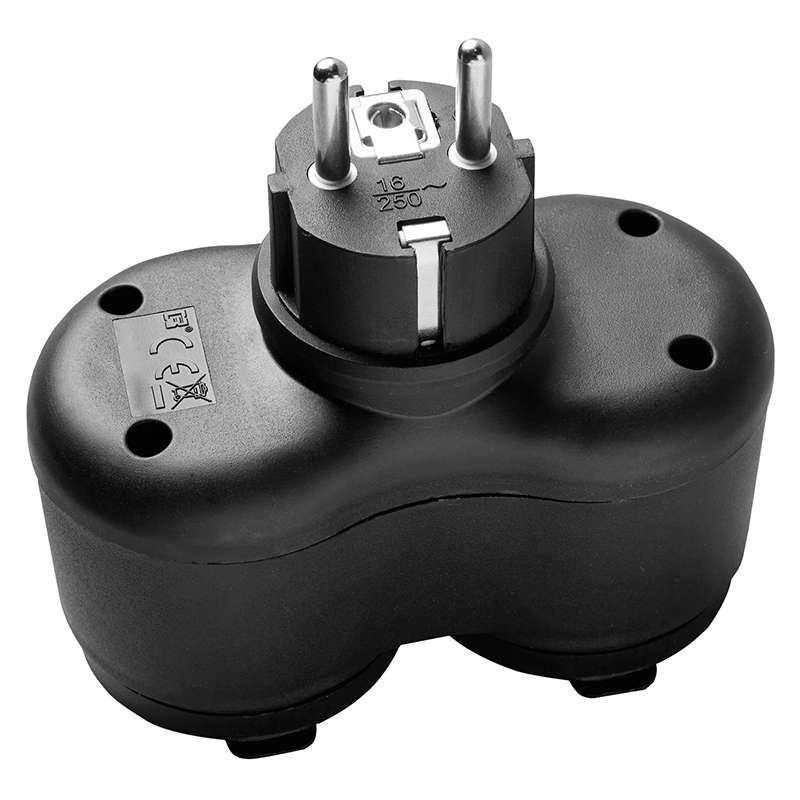 ADAPTOR 2 CAI IP44 16A MAX 3500W - NEGRU [2]