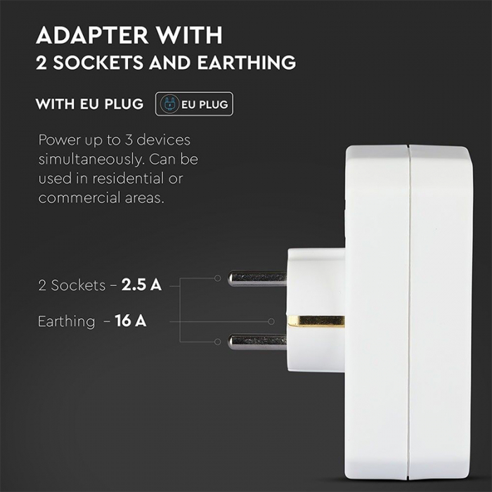 ADAPTOR 3 PRIZE 1X16A 2x2.5A MAX 3500W [10]
