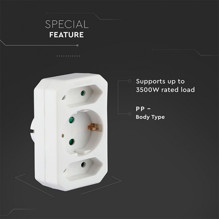ADAPTOR 3 PRIZE 1X16A 2x2.5A MAX 3500W [9]