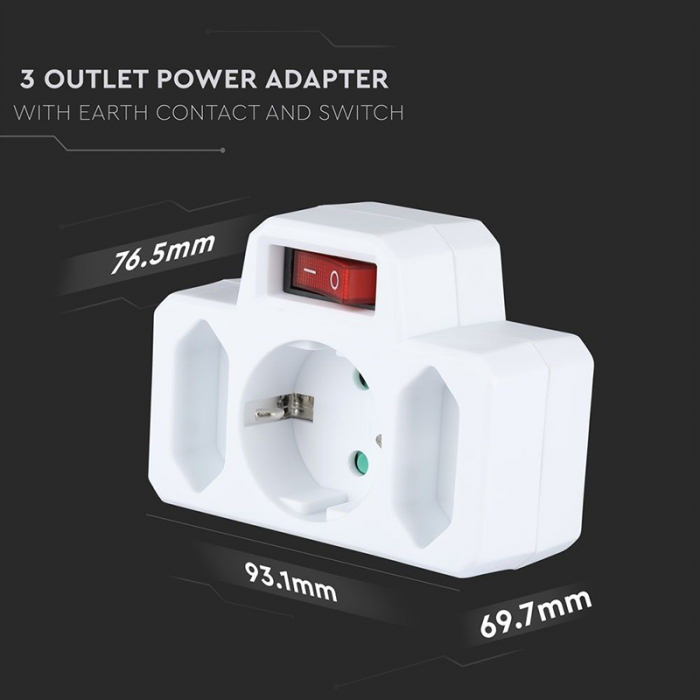 ADAPTOR 3 PRIZE CU INTRERUPATOR 2X2.5A SI 1X16A MAX 3680W [9]