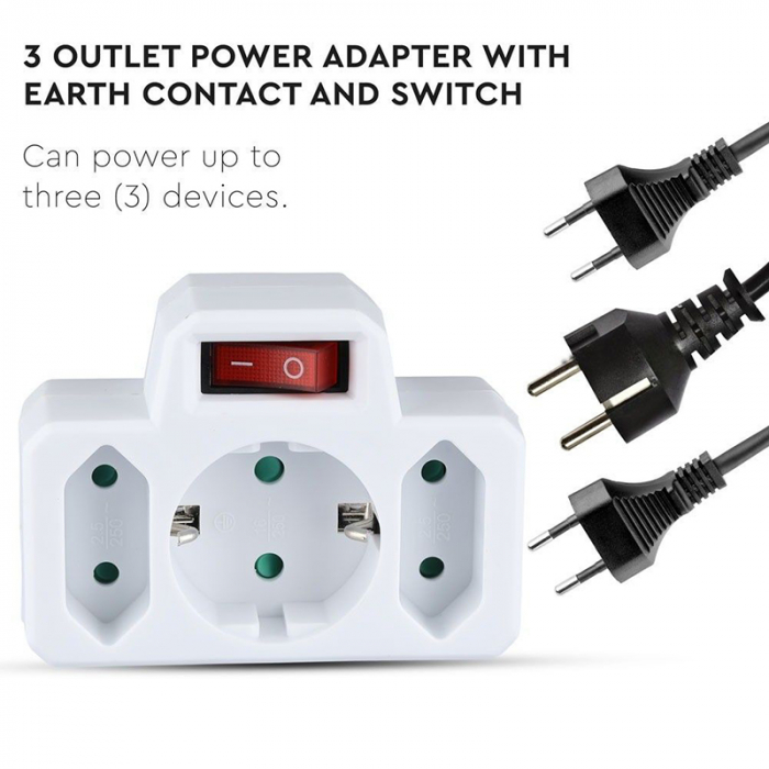 ADAPTOR 3 PRIZE CU INTRERUPATOR 2X2.5A SI 1X16A MAX 3680W [8]