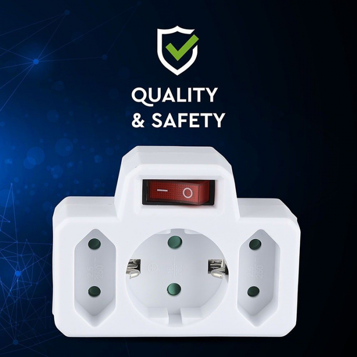 ADAPTOR 3 PRIZE CU INTRERUPATOR 2X2.5A SI 1X16A MAX 3680W [5]